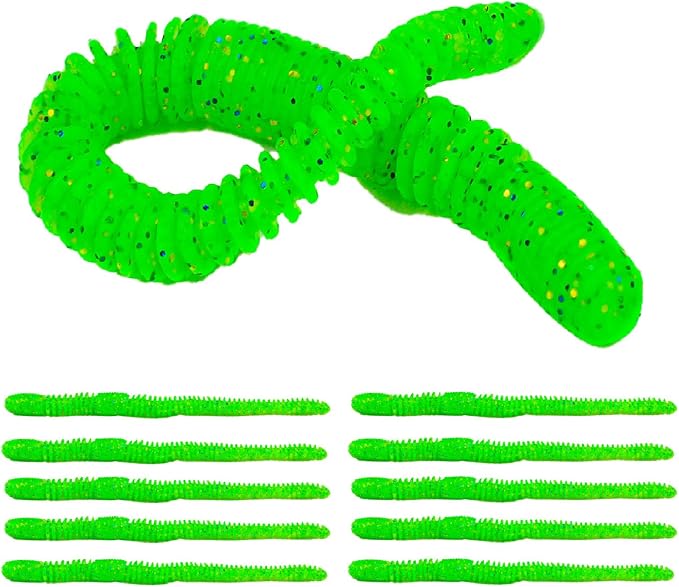 10Pcs/4.7'' Worms for Bait Bass Fishing, Soft Lures Plastic Noodle Wacky Worm Earthworm Silicone Threaded Bait for Ned rig, Fishing Lure Kit for Freshwater Saltwater