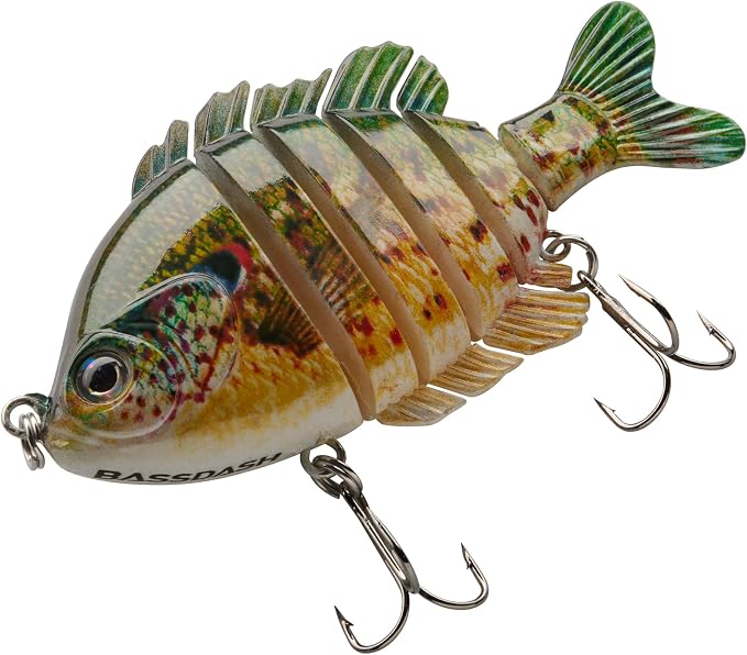 BASSDASH SwimPanfish Multi Jointed Panfish Bluegill Swimbaits Hard Topwater Bass Lures Fishing Lure Crank Saltwater 3.5in/0.85oz