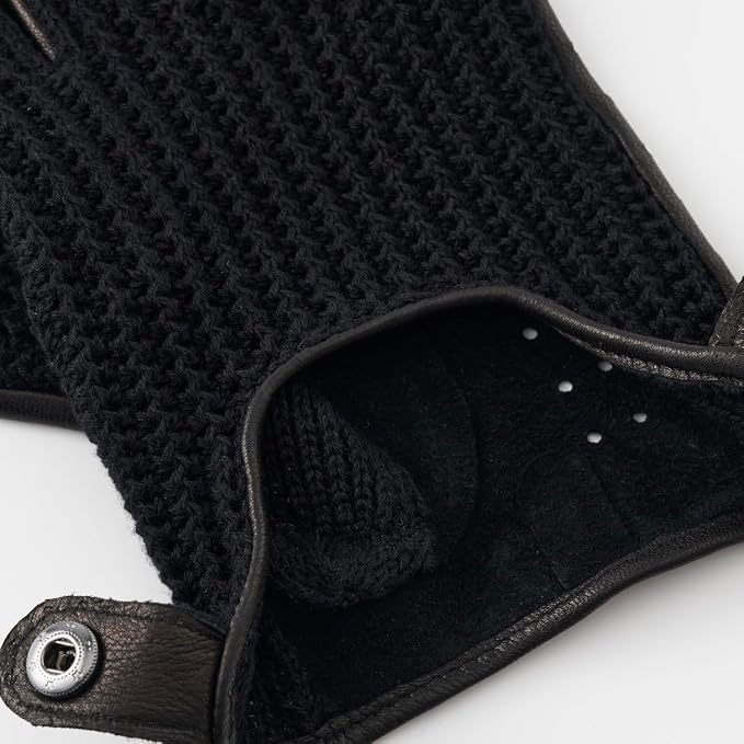 Fingerless Driving Gloves for Men– Soft Lambskin Leather, Crochet String Back
