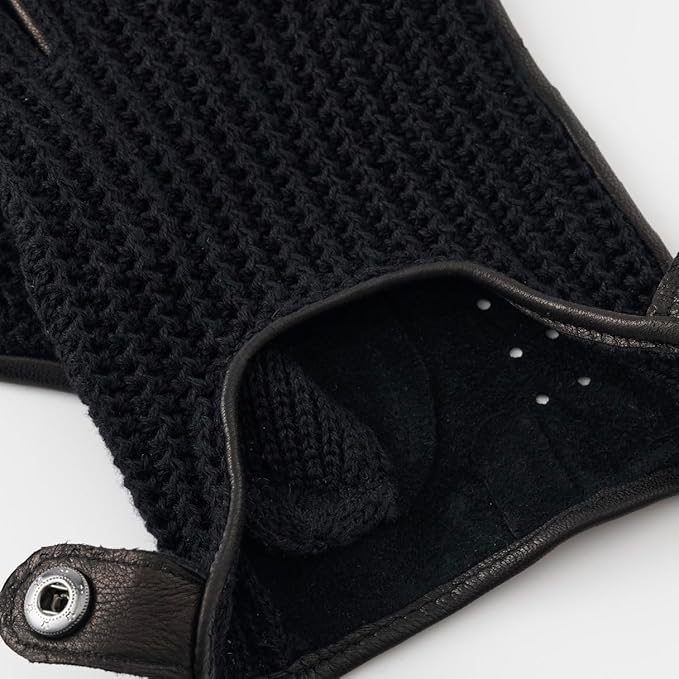 Fingerless Driving Gloves for Men– Soft Lambskin Leather, Crochet String Back
