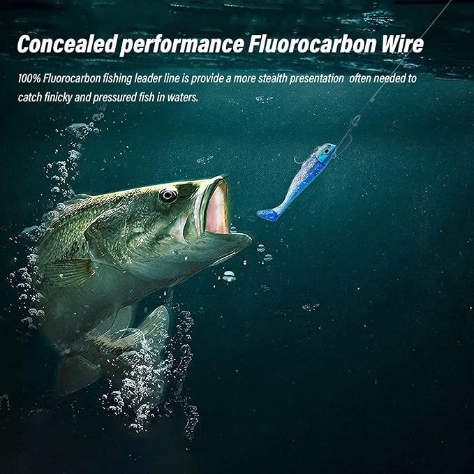 Fluorocarbon Fishing Leader,20LB-80LB Fluorocarbon Leaders for Saltwater Freshwater,100% Fluorocarbon Leaders Line with Swivels and Snap…