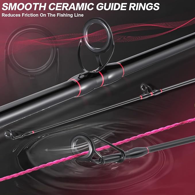 Sougayilang Surf Fishing Rod Portable Travel MH/H Surf Spinning Rod 4 Piece Carbon Fiber Saltwater Fishing Rod 10'/11'/12'/15'