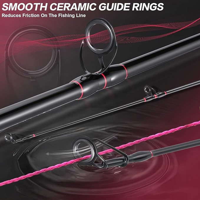 Sougayilang Surf Fishing Rod Portable Travel MH/H Surf Spinning Rod 4 Piece Carbon Fiber Saltwater Fishing Rod 10'/11'/12'/15'