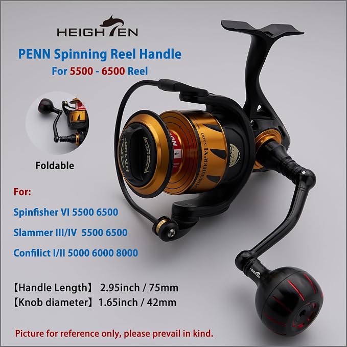 HEIGHTEN Fishing Reel Handle for Penn Spinfisher VI/Slammer III IV/Battle II III DX/Pursuit III IV/Fierce II III