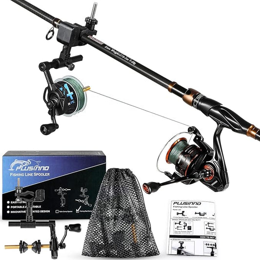 PLUSINNO Fishing Line Spooler For Fishing Reels, Fishing Gear And Equipment Gift For men With Unwinding Function Versatile for Thick & Thin Rods, Works with Spinning Reel, Cast Reel Without Line Twist