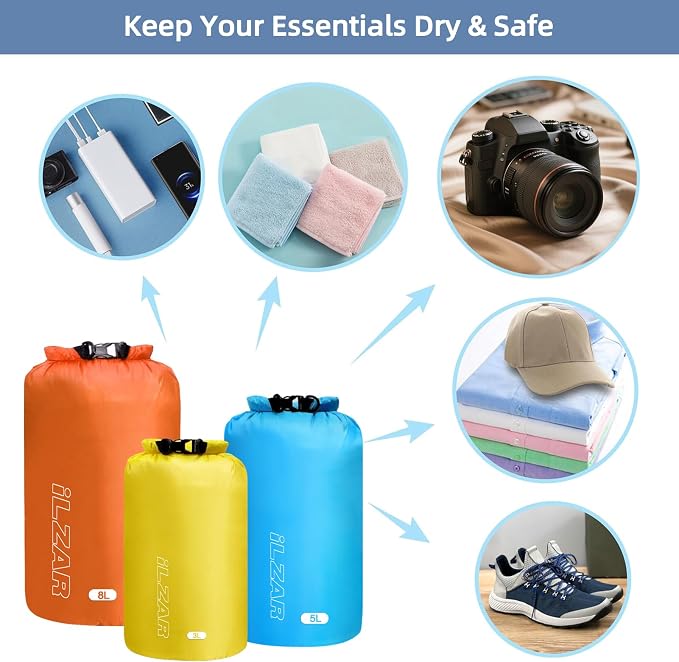 6PCS Dry Bags Waterproof, Lightweight Dry Bags for Kayaking Waterproof，Outdoor Waterproof Bag for Kayaking Hiking Boating Camping