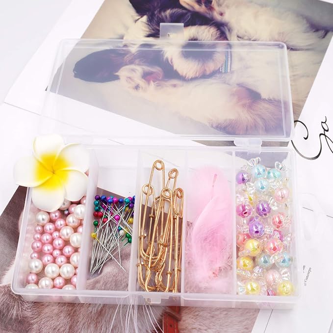Honbay Clear Visible Plastic Fishing Tackle Accessory Storage Box Case Container - Jewelry Making Findings Organizer - (M:7"x4.3"x1.2")