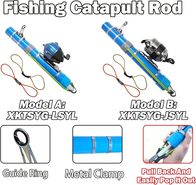 Upgraded Portable Fishing Catapult Rod with Reel, Durable & Lightweight Telescopic Lure & Bait Launcher for Saltwater & Freshwater,