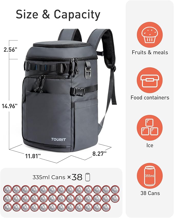 TOURIT Cooler Backpack 32 Cans Large Capacity Insulated Backpack Cooler Bag for Men Women to Picnic, Hiking