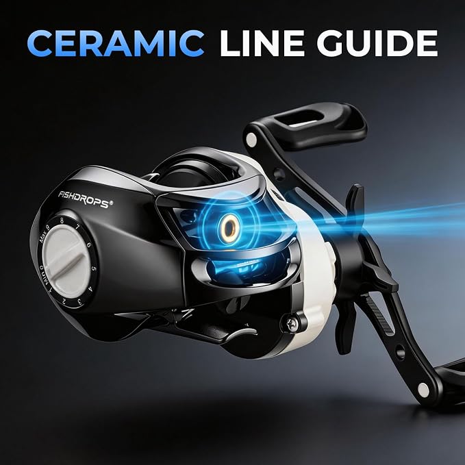Fishdrops Luna Baitcasting Reels Lightweight & Smooth Design, 12.12 LB Max Drag, Classic Gear Ratio 6.3:1 Low Profile Bait Caster, Anti-Corrosion Baitcasting Fishing Reels