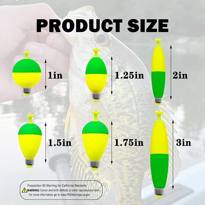 12 Pcs Fishing Bobbers Floats,Snap-on Fishing Bobber Fishing Float Corks Weighted Bobbers for Fishing Crappie Panfish Bluegill Trout