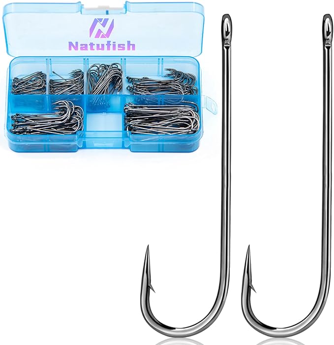 Aberdeen Fishing Hooks Set,150Pcs Crappie Panfish Hook Inline/Long Shank/Light Wire/Closed Eye for Sunfish Bass Freshwater