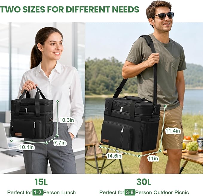 MIYCOO Cooler Bag with Wheels Double Deck - 60 Can Leakproof Insulated Portable Soft Lunch Cooler, Extra Large Expandable Ice Chest Cooler for Beach, Picnic, Camping, Shopping