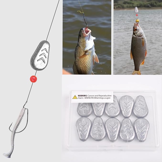 No Roll Sinker Fishing Weights No Snag Flat Inline Sinker Weights Slip Sinkers Weights for Surf Fishing Catfish Rigs Saltwater Freshwater