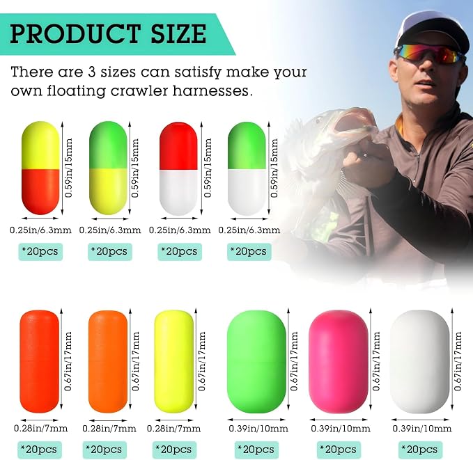 Skylety 100 Pieces Pompano Rig Floats for Surf Fishing Pill Snell Fishing Floats Making Kit for Trout Catfish Walleye