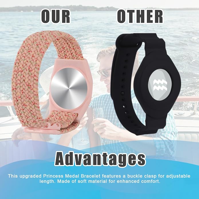 PEUTIER 4pcs Holder for Princess Cruise Medallion, Adjustable Braided Wristband Bracelet for Princess Medallion Holder Accessories Comfortable & Breathable Watch Band fit Men Women