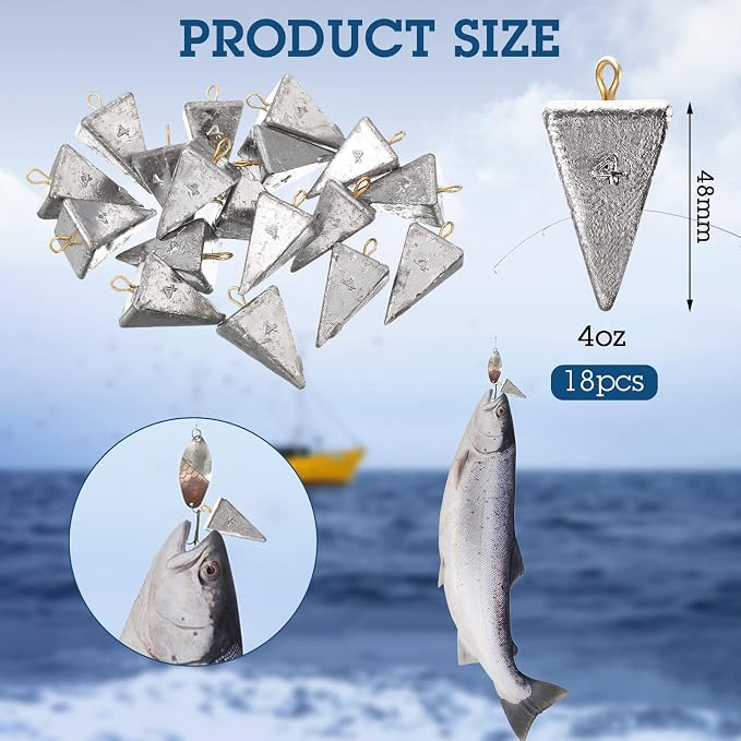 Shimeyao 18 Pieces Pyramid Sinkers Fishing Weights Triangle Fishing Sinkers Rig Pyramid Sinker for Ocean Saltwater Surf Bass Casting Gear Tackle