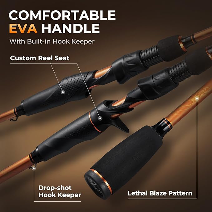 KastKing Lethal Blaze Twin-Tip Fishing Rods, IM6 Graphite Blanks Casting & Spinning Rods, 2-Piece Rod with Extra Tip, PTS Power Transition System, Ideal for Bass, Freshwater & Inshore Fishing