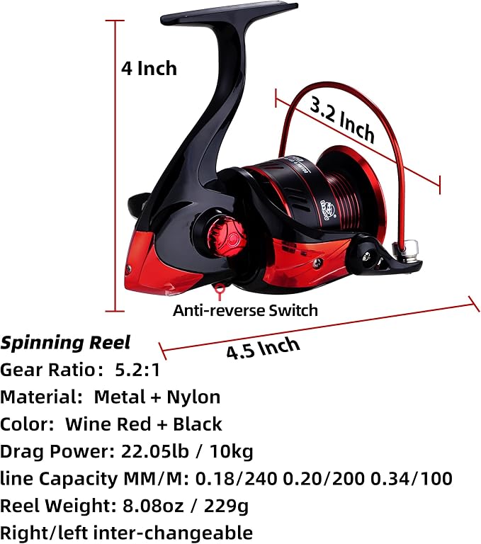 Kilitn Fishing Rod and Reel Combo, Baitcasting Combo Baitcast Reel 5 Foot Durable Fiberglass Telescopic Rod with Fishing Line Full Kits Comfortable Handle