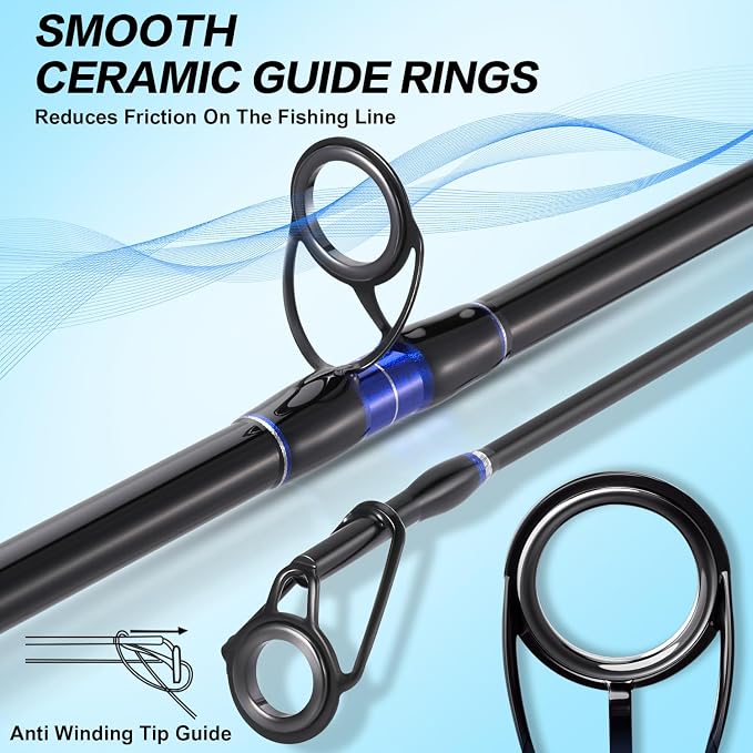 Sougayilang Surf Fishing Rod Portable Travel MH/H Surf Spinning Rod 4 Piece Carbon Fiber Saltwater Fishing Rod 10'/11'/12'/15'