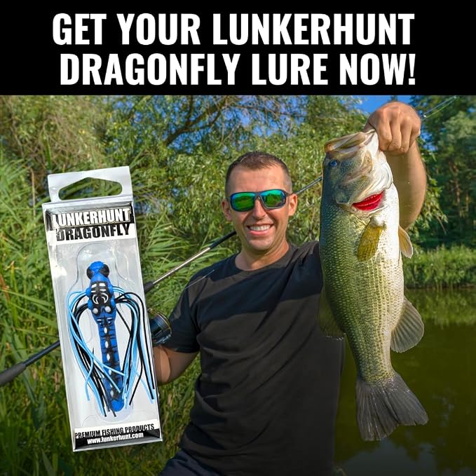 Lunkerhunt Dragonfly Lure with Double Skirted Wings | Perfect Topwater Fishing Lures for Bass, Trouth and Pike, Weedless Bait (Dasher)