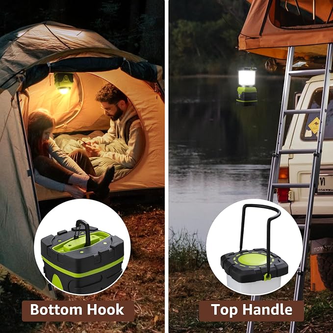 Lepro 1500LM Battery Powered LED Camping Lantern, Green Tent Light with 4 Light Modes, Camping Essentials, Waterproof Lantern Flashlight for Camping, Emergency Light, Power Outages, Not Rechargeable