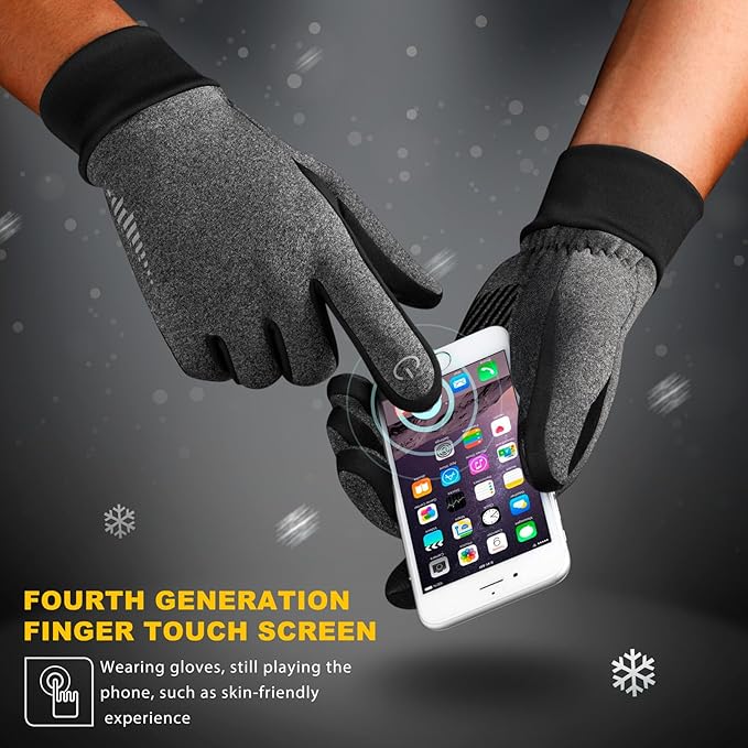 SIMARI Winter Gloves for Women Men - Cold Weather Thermal Touch Screen Ski Snow Glove Liners, Non-Slip Palm & Warm Fleece Lined, for Running Cycling Driving Hiking Walking Sports Outdoor Texting Work