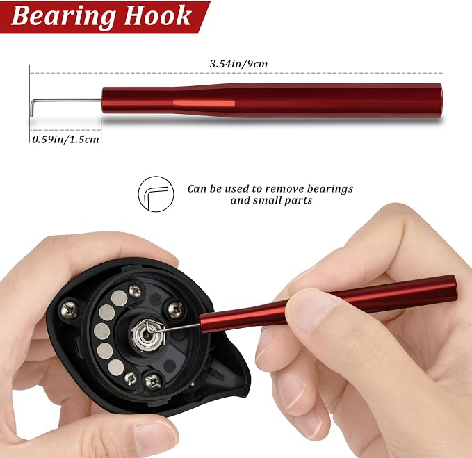 THKFISH Fishing Reel Repair Tool Kit, 13 Pcs Fishing Reel Bearing Tool Kit Remover Reel Bearing Remover Kit for Baitcasting Reel Lightweight DIY Use Tools