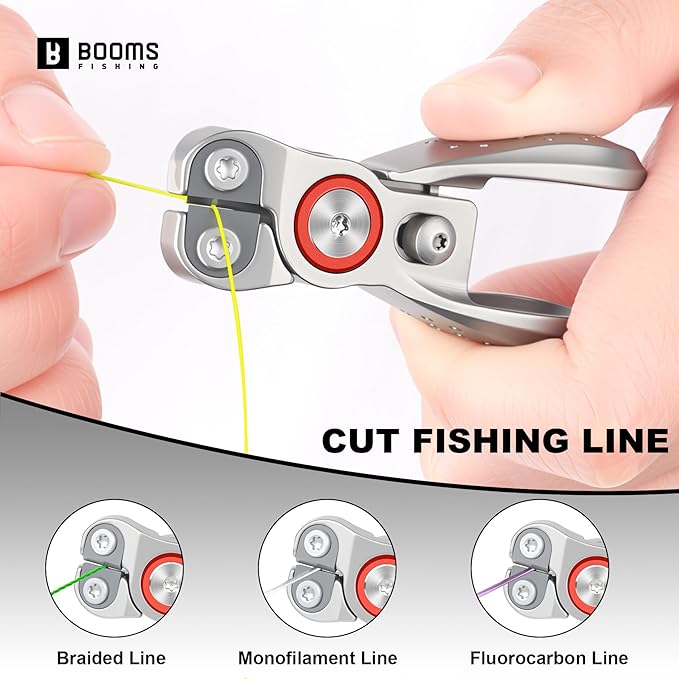 Booms Fishing Line Cutter with Retractor: Mini Fishing Scissors for Braided Line - Stainless Steel Fishing Clippers & Nippers with Safety Release Lock - Fly Tying Scissors for Men, LC1