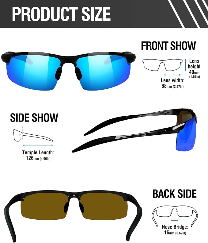 DUCO Mens Sports Polarized Sunglasses UV Protection Sunglasses for Men 8177s