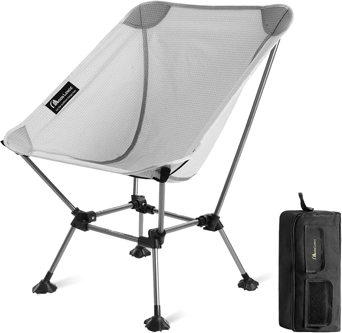 MOON LENCE Camping Chair Plus, Upgraded Comfort & Size, Still Compact and Lightweight, Folding Portable Chair for Backpacking & Hiking, 400Lbs Capacity, Gen 3 Plus (Grey)