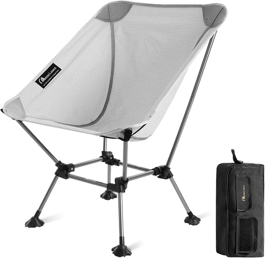 MOON LENCE Camping Chair Plus, Upgraded Comfort & Size, Still Compact and Lightweight, Folding Portable Chair for Backpacking & Hiking, 400Lbs Capacity, Gen 3 Plus (Grey)