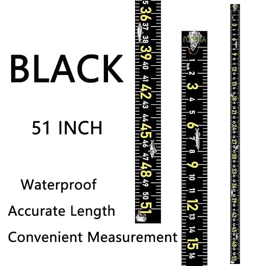 Fishing Ruler for Boat 51" Self-Adhesive Fish Measuring Decals (3 Pack) Waterproof Self Adhesive Measuring Ruler Tape (Black)