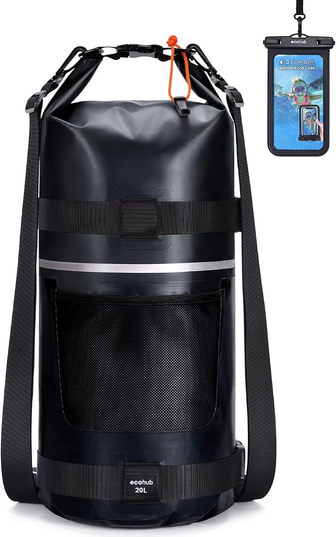 ECOHUB Waterproof Dry Bag for Women Men, 5L/10L/20L Roll Top Lightweight Dry Storage Bag Backpack for Travel Kayaking Hiking Floating with Waterproof Phone Case