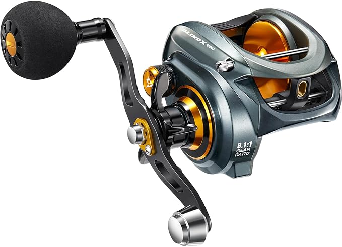 Piscifun Alinox 400 Baitcaster Fishing Reel, 38Lbs Max Drag Aluminum Alloy Frame Baitcasting Reel, Available in 6.6:1/8.1:1 Gear Ratio, Freshwater and Saltwater Low Profile Casting Reel for Musky