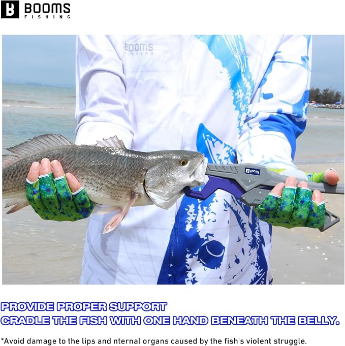 Booms Fishing G05 Lip Gripper Saltwater, 9.4" Plastic Catfish Grippers Pliers, Grabber Tool With Lanyard, Grips for Kayak Fishing Accessories, Great Holder for Caught Fish