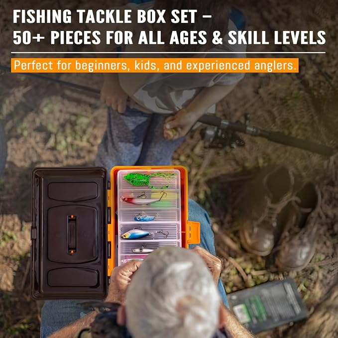 448-Pcs Fishing Lures Kit – Complete Large 3-Layer Tackle Box Set with Hooks, Weights, Bobbers, Pliers, Rigs, Leaders & Accessories for Men, Kids, Beginners, Gear gift choice for Fathers Day