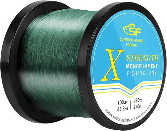 SF Monofilament Fishing Line Premium Spool X-Strong Mono Nylon Material Leader Line for Saltwater Freshwater 8/10/12/15/20/25/30/40/50/60/80/100LB