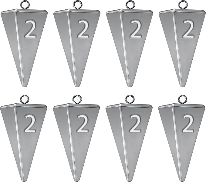 Pyramid Sinkers Fishing Weights, Saltwater Fishing Sinkers for Surf Fishing Gear Tackle - 1oz, 2oz, 3oz