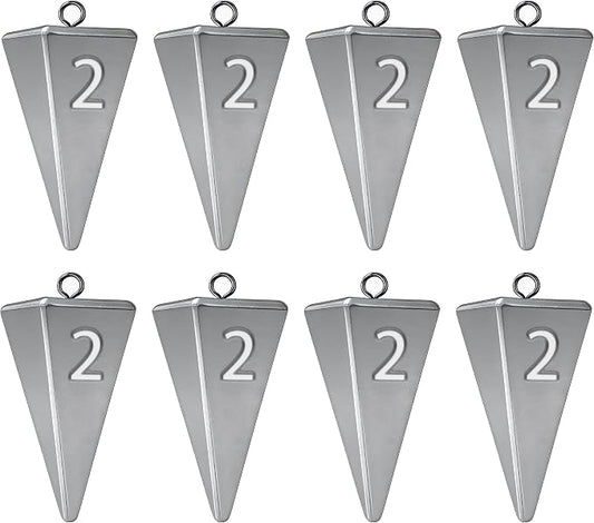 Pyramid Sinkers Fishing Weights, Saltwater Fishing Sinkers for Surf Fishing Gear Tackle - 1oz, 2oz, 3oz