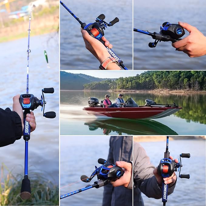 One Bass Fishing Rod Reel Combo, Baitcasting Fishing Pole with Graphite 2Pc Blanks