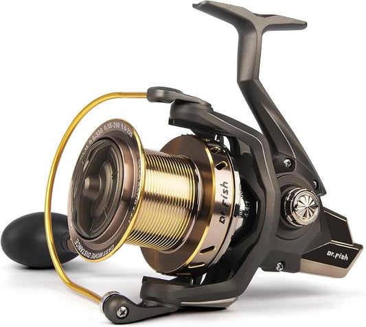 Dr.Fish Long Shot Spinning Reel, 10000/12000 Saltwater Surf Fishing Reel, 13+1 BBS, 48LB Max Drag, Ultra High Capacity, Heavy Duty Long Cast Offshore Trolling Surf Casting