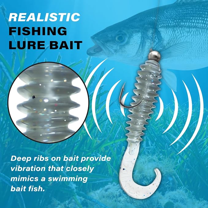 Galida's Grubz Soft Plastic Fish Bait Lures for Fishing | Fishing Bait Lure with Deep Ribs | Great for Beginners and Advanced Fishermen