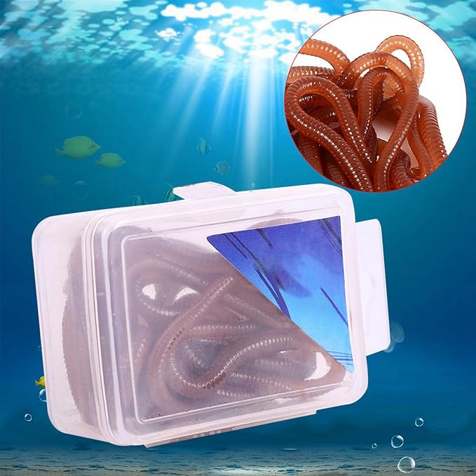 FLEXMAN Fishing Soft Lure, 10cm Elasticity Lifelike Worm Earthworm Bait, Fishing Lure Baits with Box for Fishermen Fishing