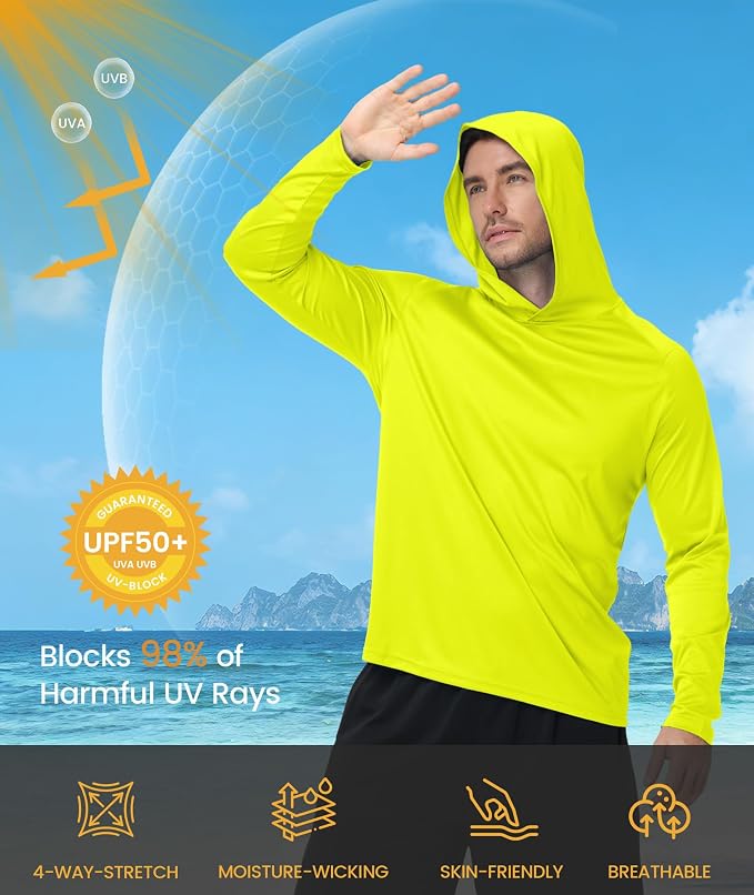 ZITY 3 Pack Men's Sun Protection Hoodie Shirt Fishing Shirts for Men UPF 50+ Long Sleeve Shirt Lightweight Rash Guard