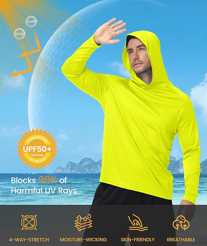 ZITY 3 Pack Men's Sun Protection Hoodie Shirt Fishing Shirts for Men UPF 50+ Long Sleeve Shirt Lightweight Rash Guard