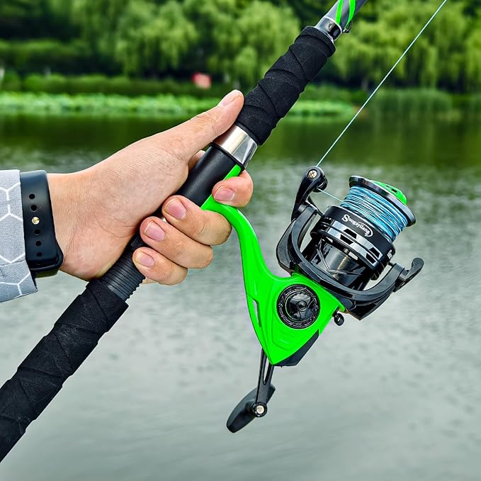 Sougayilang Progressive Glass Fishing Rods Combo with Spinning Reel Strong 100% Phenolic Glass Blanks 2Pcs Pole-7'0" with 4000 Size Reel