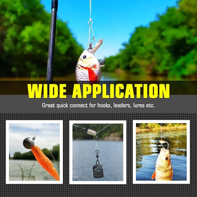 AMYSPORTS Line Connector Fishing Snap Stainless High Strength Snaps Swivels Saltwater Quick Change Fishing Snap Clip Freshwater