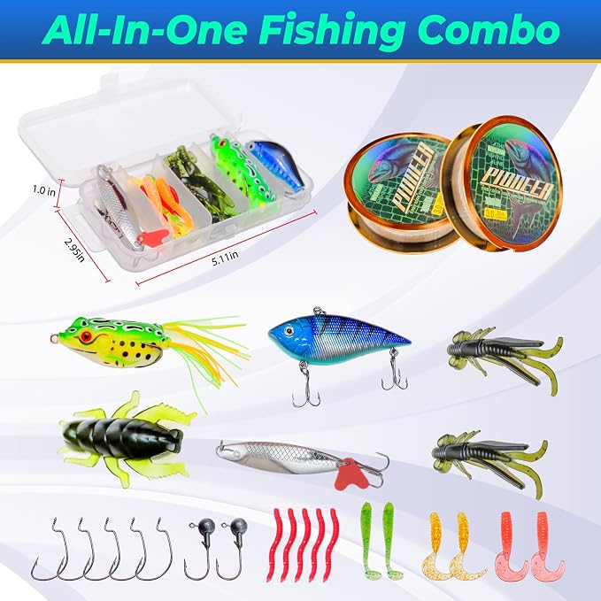 Telescopic Fishing Rod and Reel Combo, 2PCS Collapsible Fishing Pole with Spinning Reel Lures and Carrier Bag for Saltwater Freshwater Bass Fishing Gear