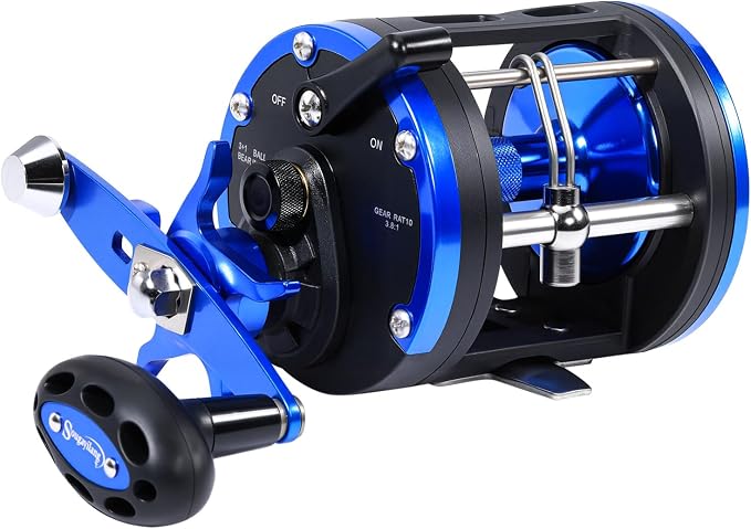 Sougayilang Trolling Reel & Conventional Fishing Reel - Saltwater Level Wind Reel with Smooth Drag, Heavy Duty Boat & Ocean Fishing Reel for Sea Bass, Grouper, Salmon